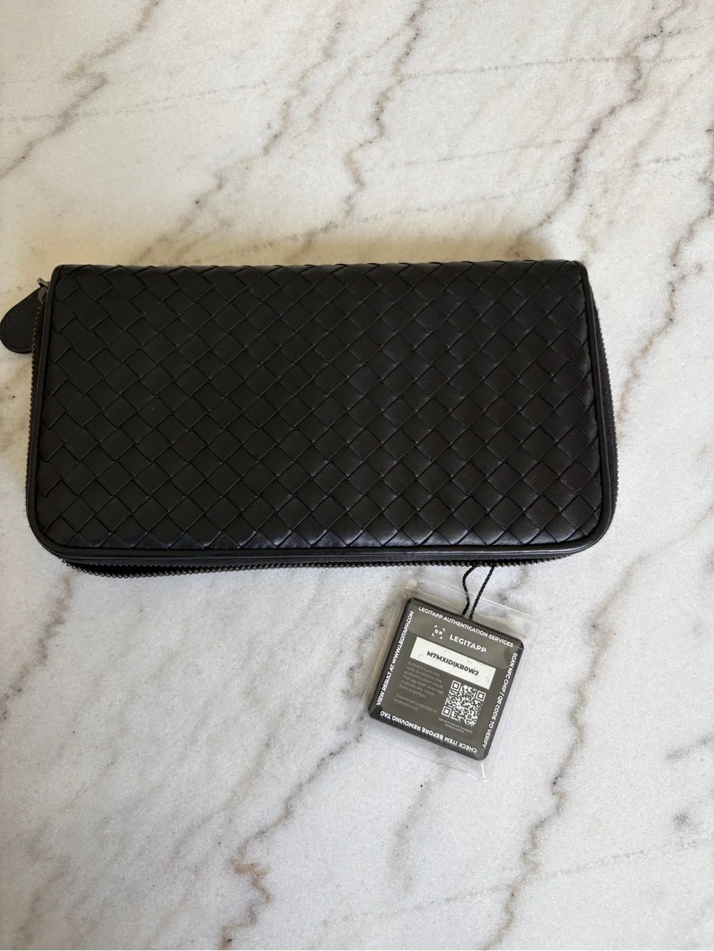Bottega Veneta Black Intrecciato Zip-Around Large Wallet - Holds Phone